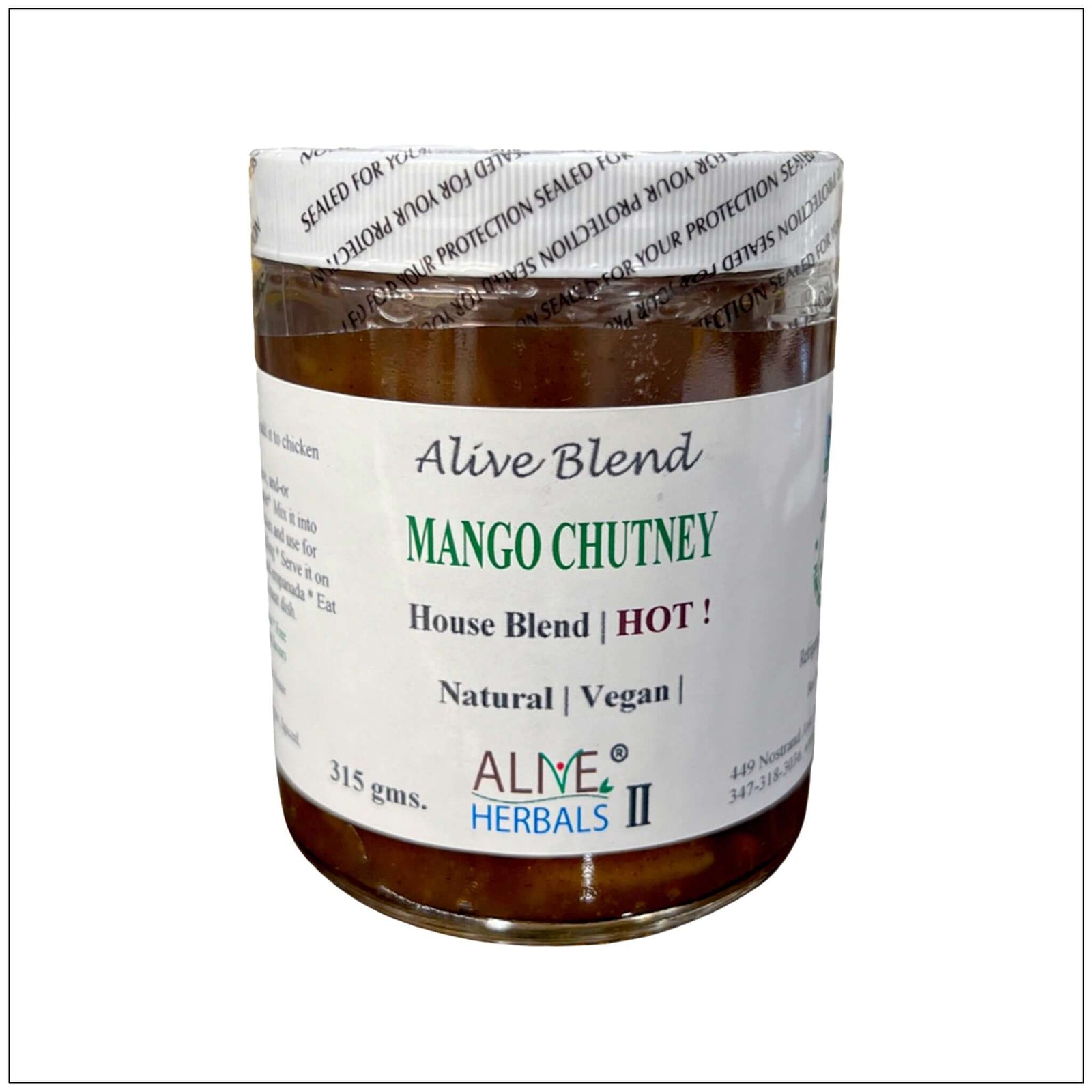 Spicy mango chutney with rich, tangy-sweet flavor and hot chili kick—perfect for meats, snacks, or curries. Buy from the health food store in the USA - Alive Herbals