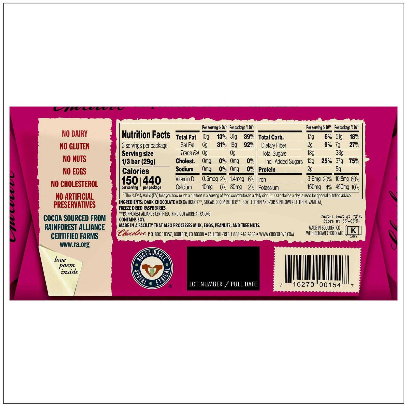 Juicy whole raspberries dipped in rich dark chocolate for a sweet, tangy, and antioxidant-rich treat. Buy it from the health food store in the USA - Alive Herbals.