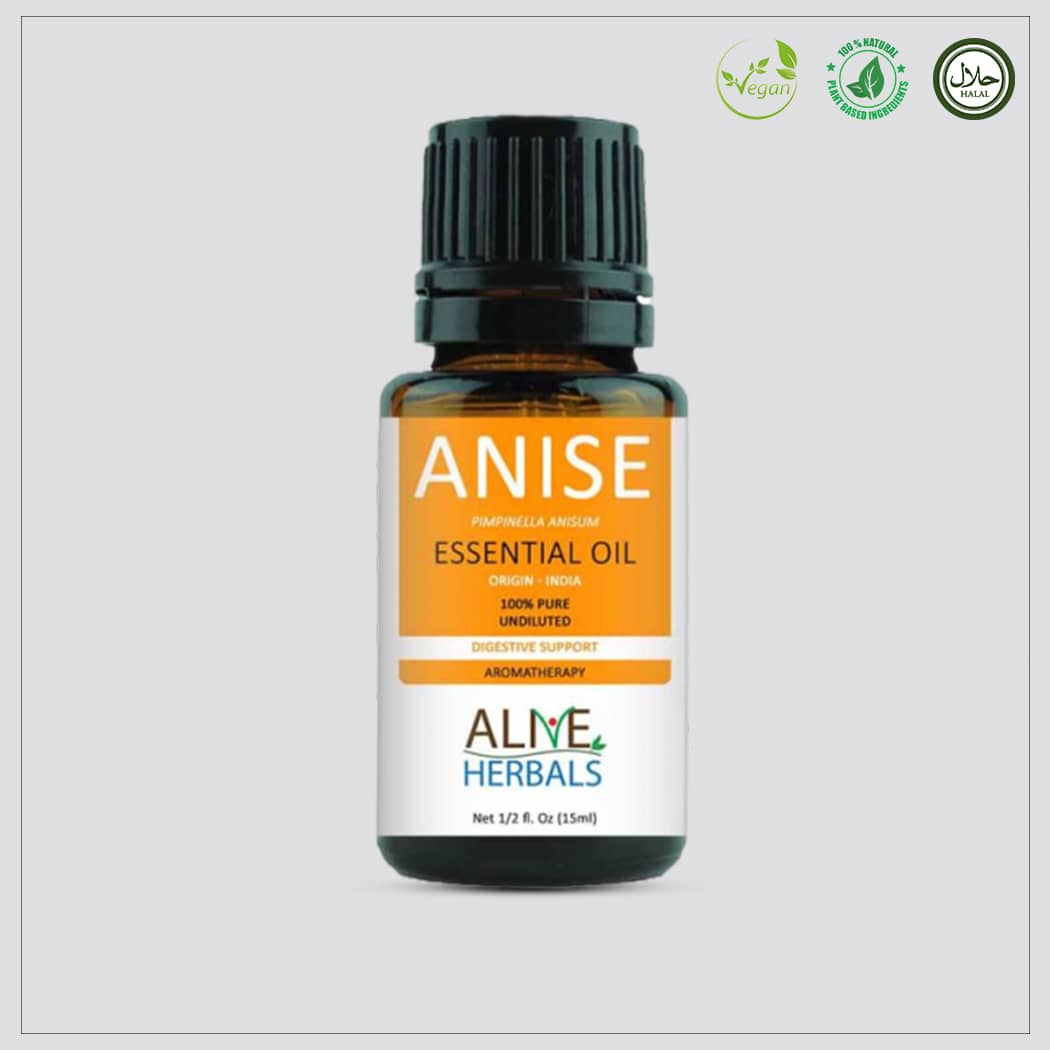 Pure anise essential oil—100% natural, therapeutic-grade, ideal for aromatherapy, digestion support, and relaxation—15 ml amber glass bottle