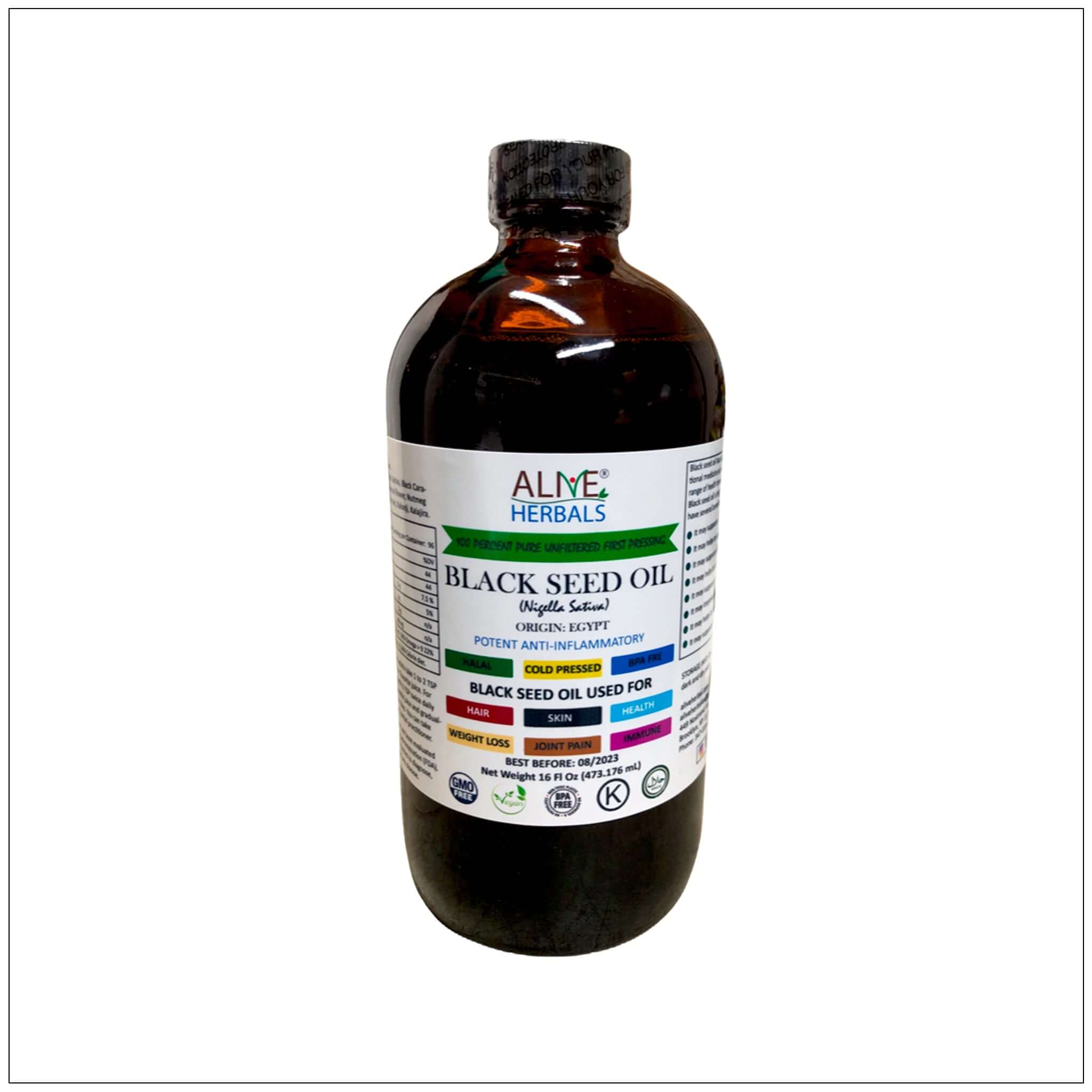 Buy Kalonji Oil 16 Oz in Glass | Pure & Natural