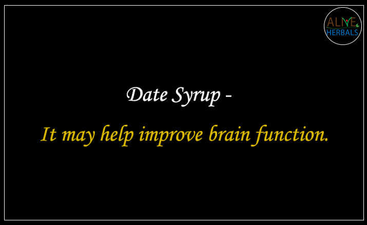 Date Syrup advertisement highlighting potential benefits for brain function, by ALYE Herbals. Buy Date Syrup today.