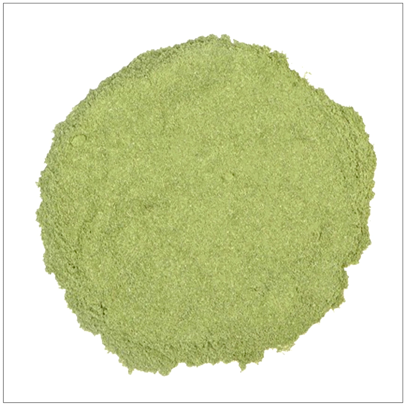 Alfalfa leaf powder in a wooden bowl on a rustic table, rich in nutrients and great for smoothies.