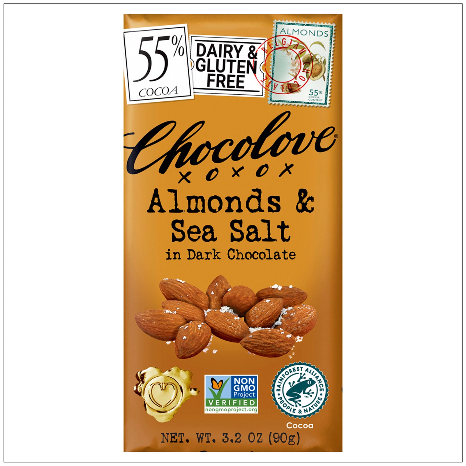 Rich dark chocolate with crunchy almonds and sea salt pieces, a delicious and satisfying sweet-savory snack.