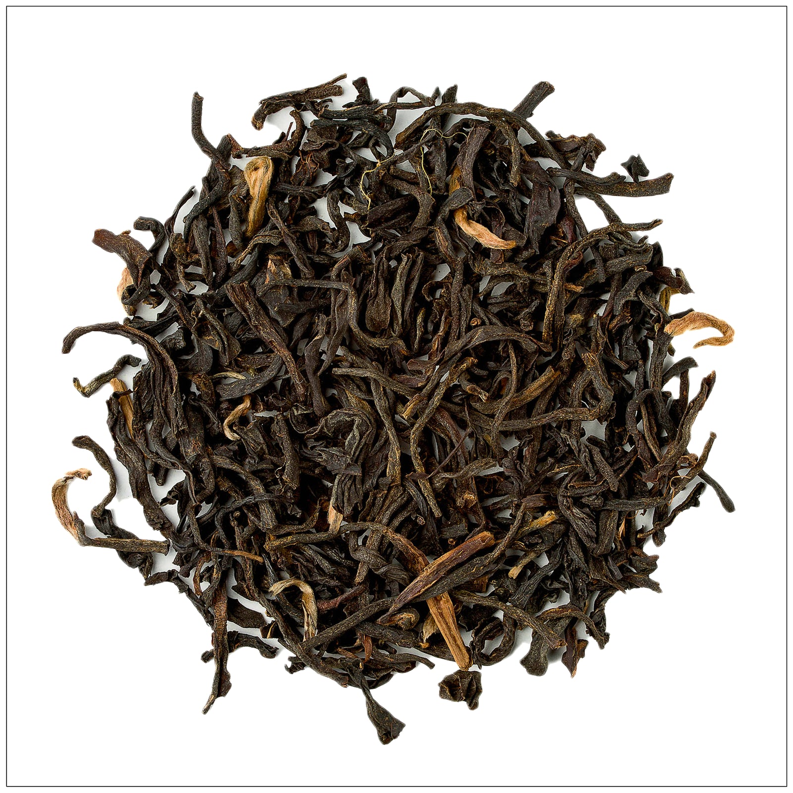 Rich and bold Assam black tea leaves with a malty flavor, perfect for a strong and energizing morning brew.