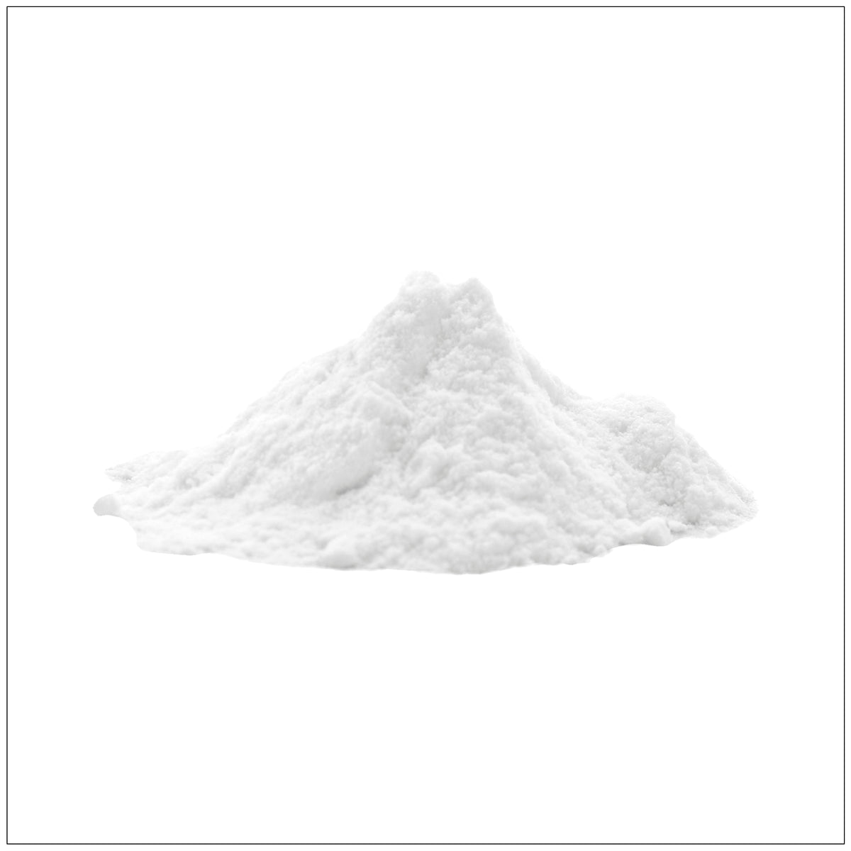 Aluminum-free baking powder in a clear jar on kitchen counter for fluffy cakes and baked goods.