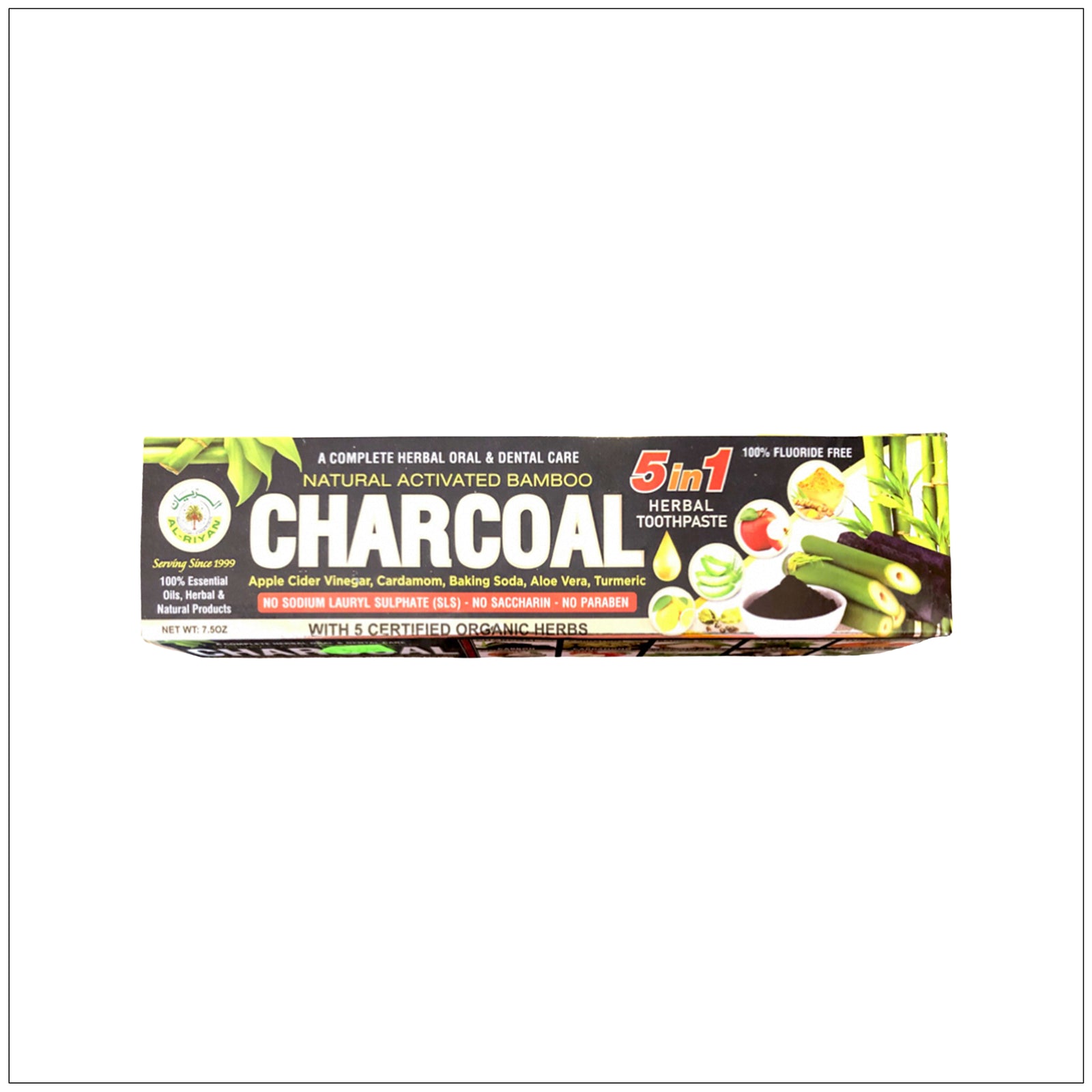 Natural bamboo charcoal herbal toothpaste for deep cleaning and fresh breath, fluoride-free and eco-friendly.