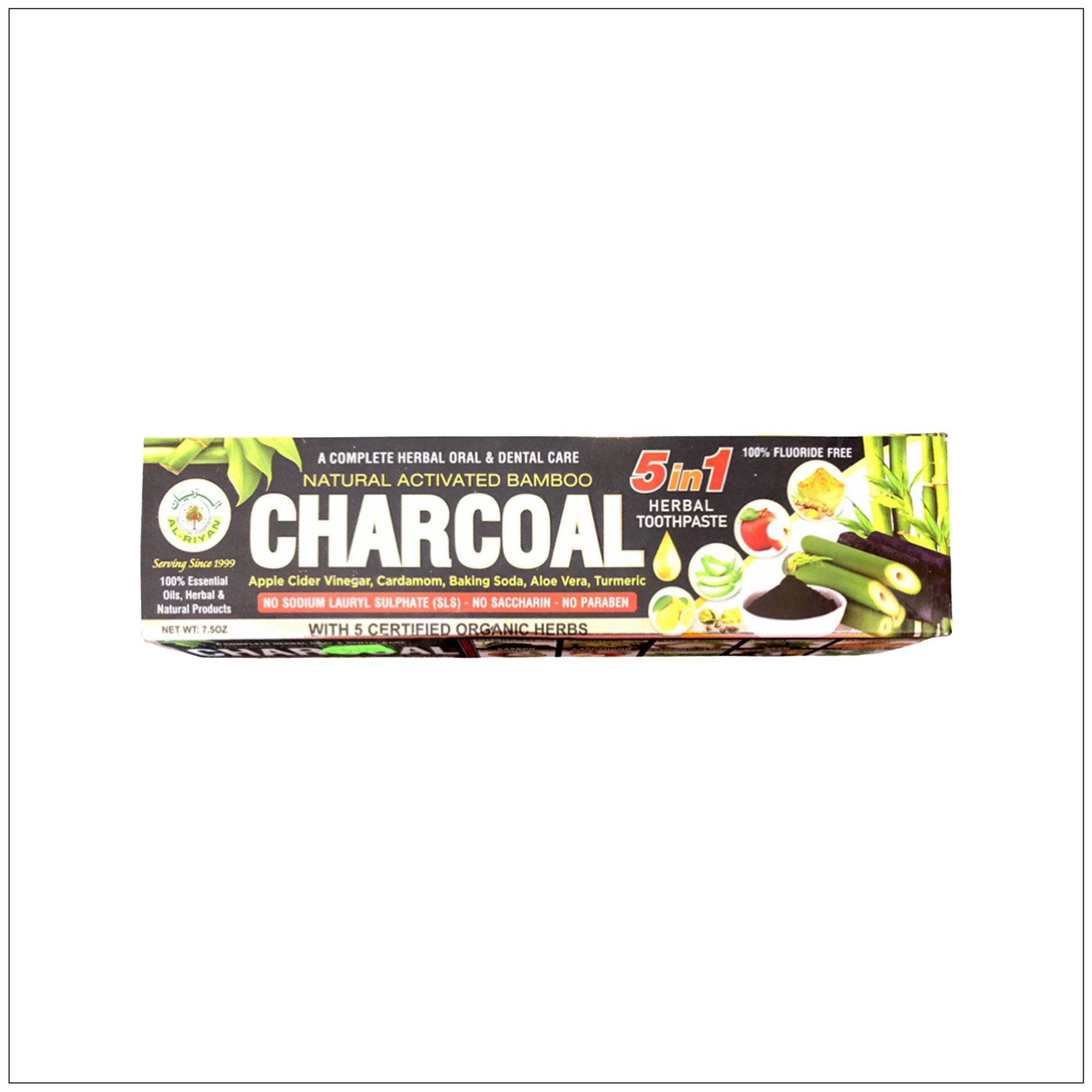 Natural bamboo charcoal herbal toothpaste for deep cleaning and fresh breath, fluoride-free and eco-friendly.