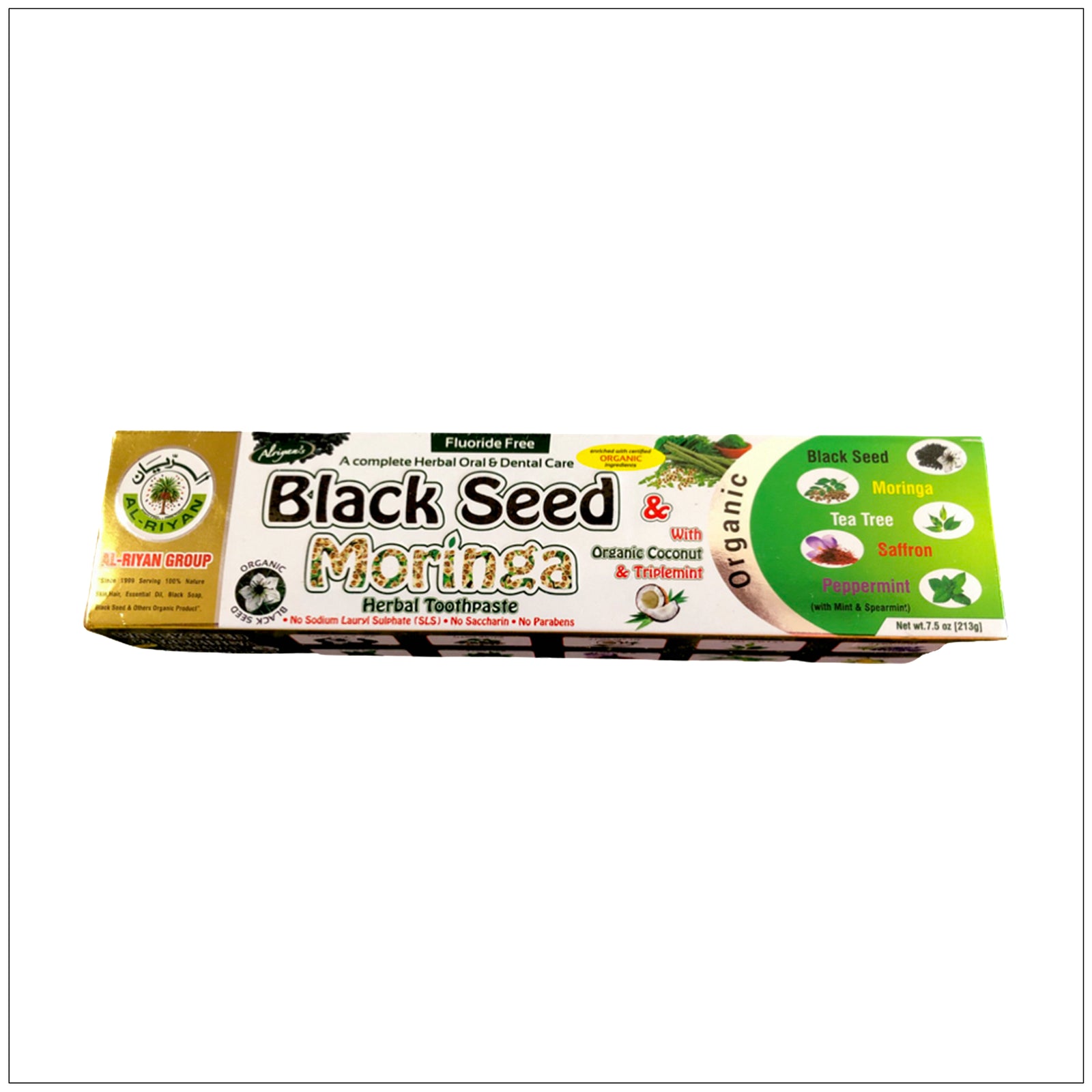 Natural Black Seed and Moringa Herbal Toothpaste for healthy gums, fresh breath, and oral care support.