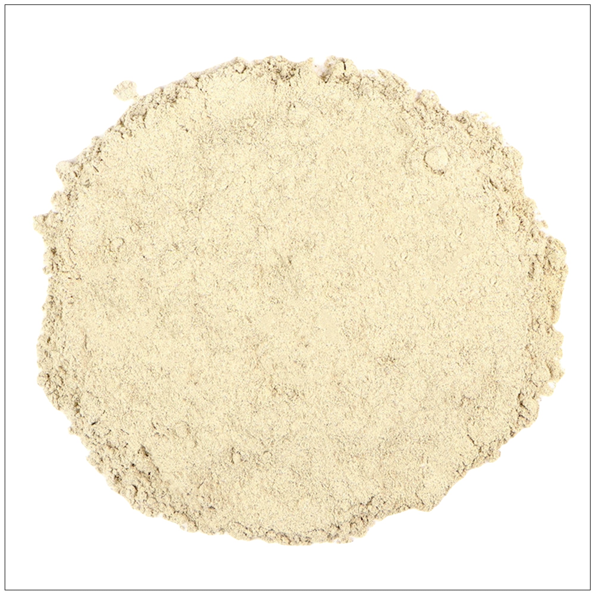 Burdock root powder in a wooden bowl on a rustic table, used in teas, supplements, and skincare.