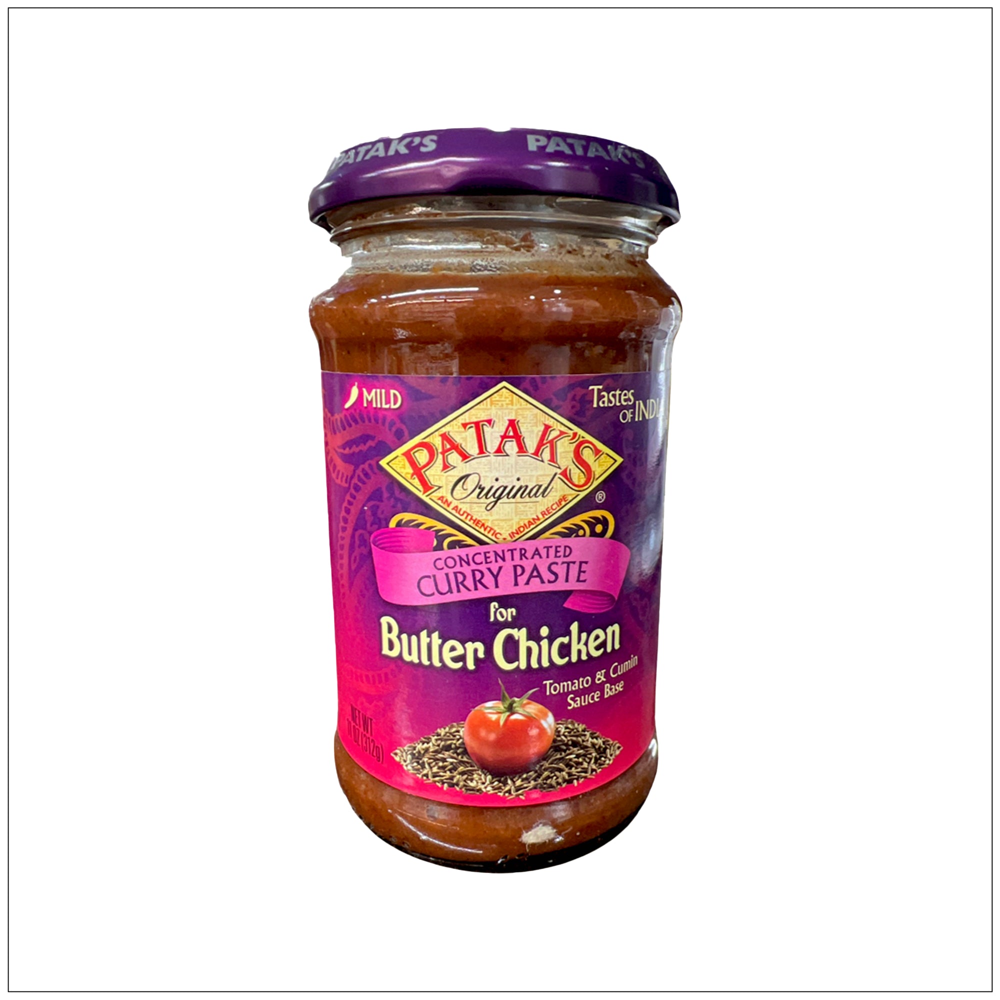 Mild Butter Chicken Curry Paste jar with rich Indian spices for creamy, flavorful homemade butter chicken dishes.