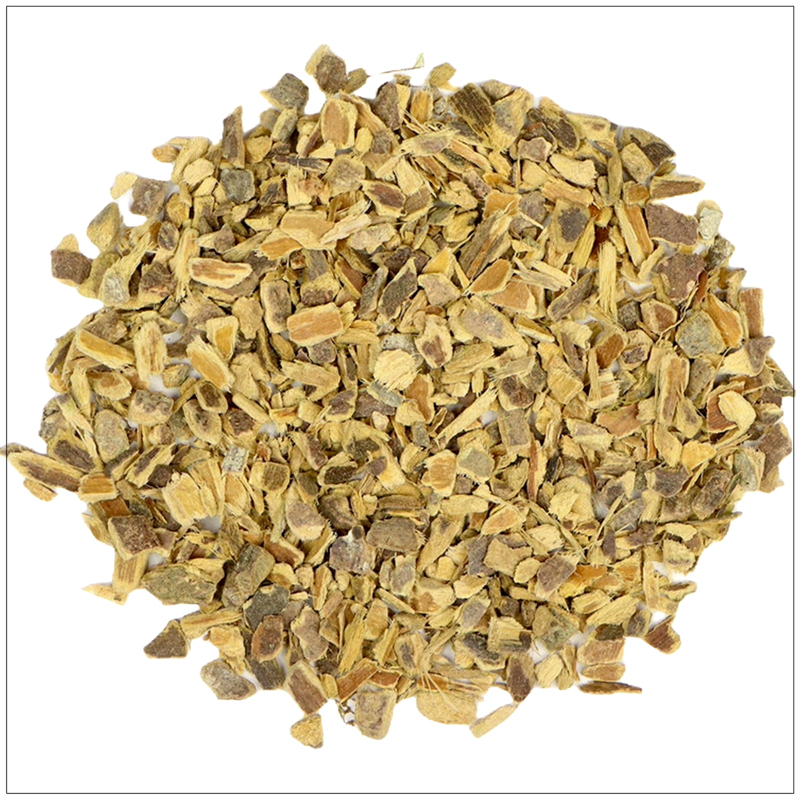 Dried Cascara Sagrada bark pieces used in natural herbal laxatives and digestive health remedies