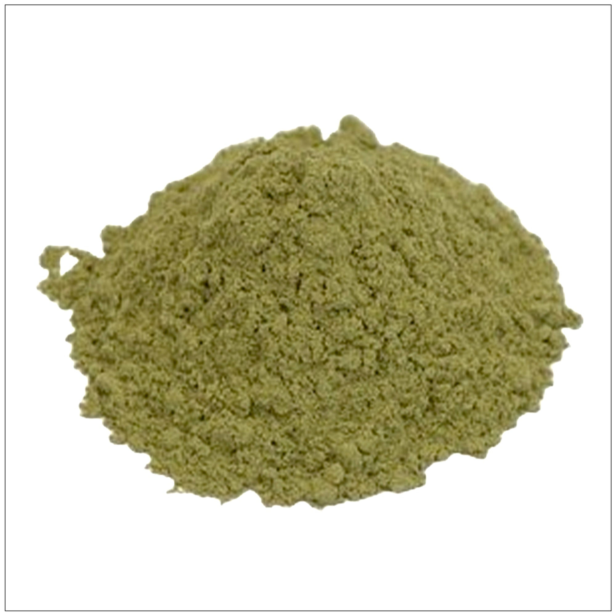 Catnip leaf powder in a wooden bowl with fresh catnip leaves on a rustic surface