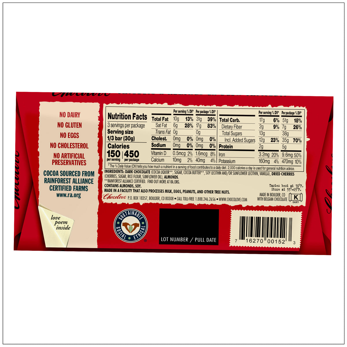 Gourmet dark chocolate-covered cherries and almonds, a rich and crunchy treat perfect for indulgent snacking. Buy from the health food store in the USA - Alive Herbals