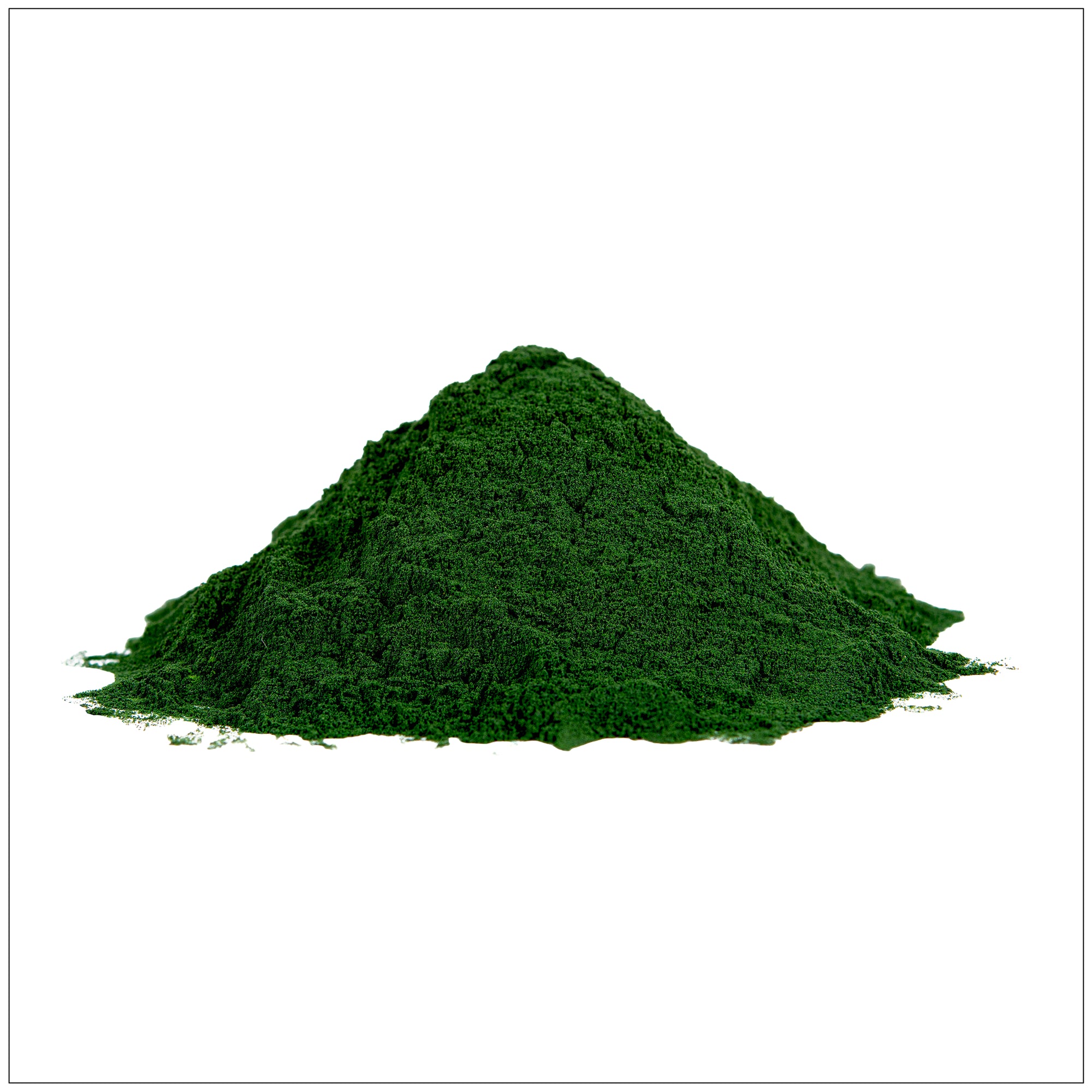Chlorella Powder in a spoon with green smoothie—rich in chlorophyll, protein, and essential nutrients.
