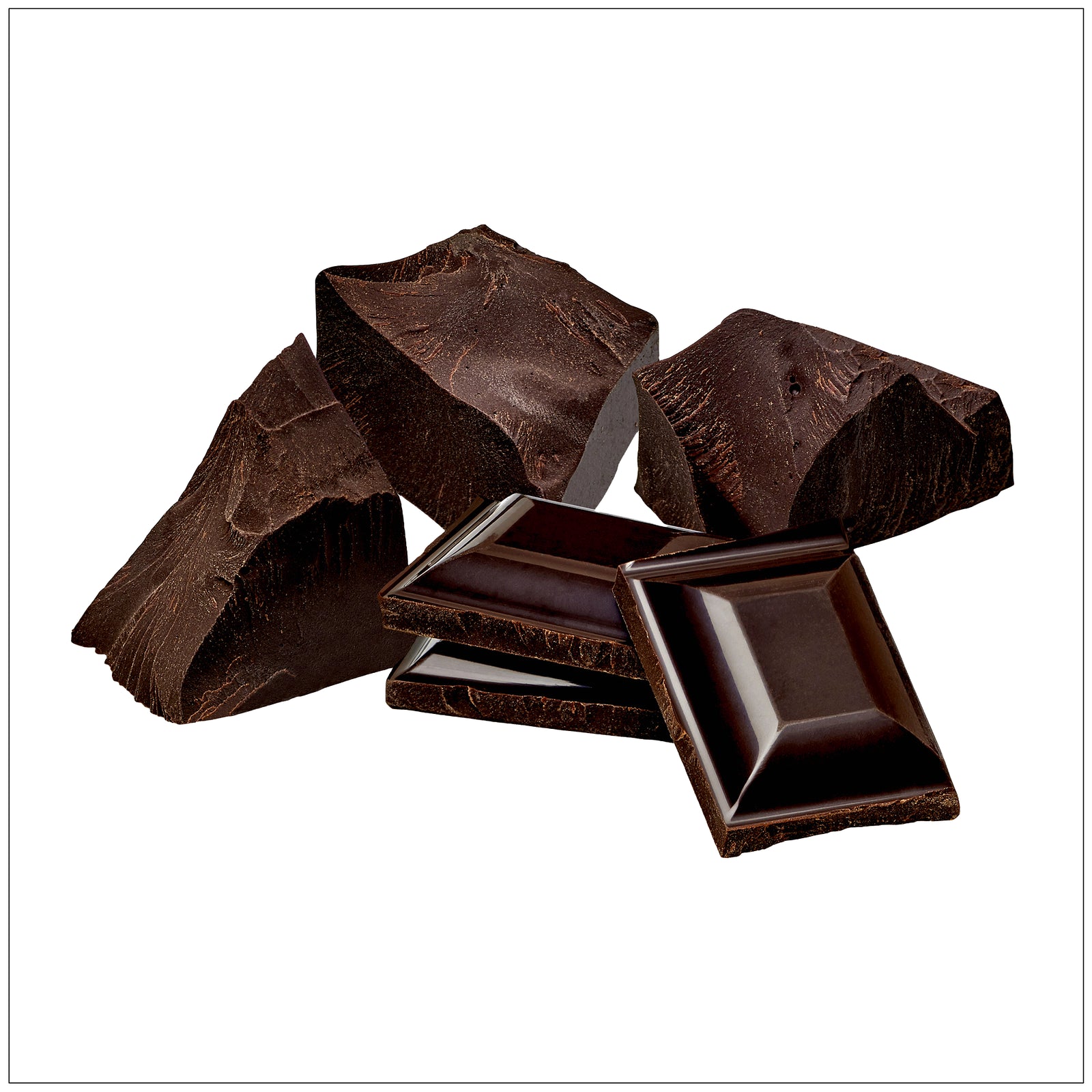 Rich, smooth bittersweet chocolate chunks ideal for baking, melting, or snacking with deep cocoa flavor.