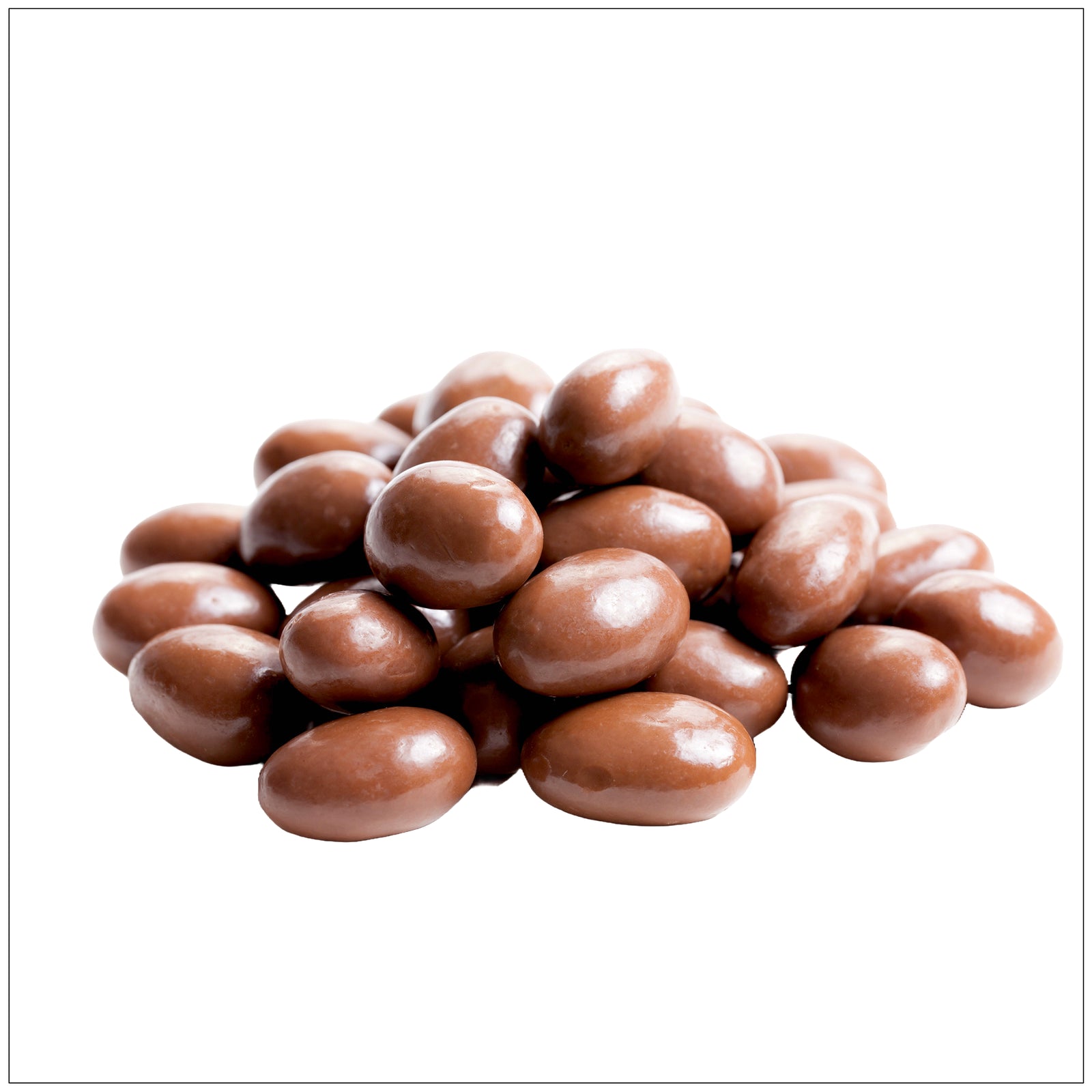 Delicious chocolate-covered almonds with a rich, crunchy texture and flavor.