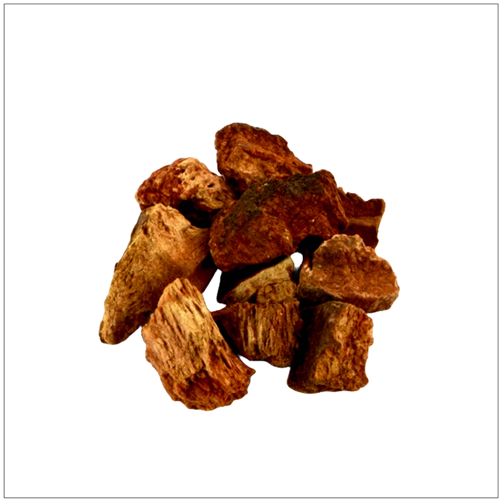 Dried Cinchona bark pieces used in herbal medicine and tonic water, rich in natural quinine compounds.