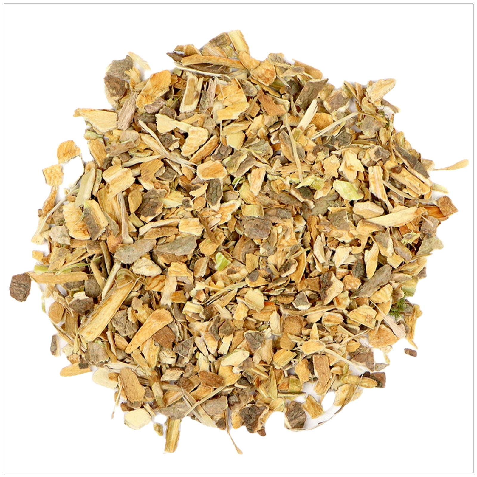 Cramp Bark supplement bottle with fresh Viburnum opulus berries and leaves on a wooden surface.