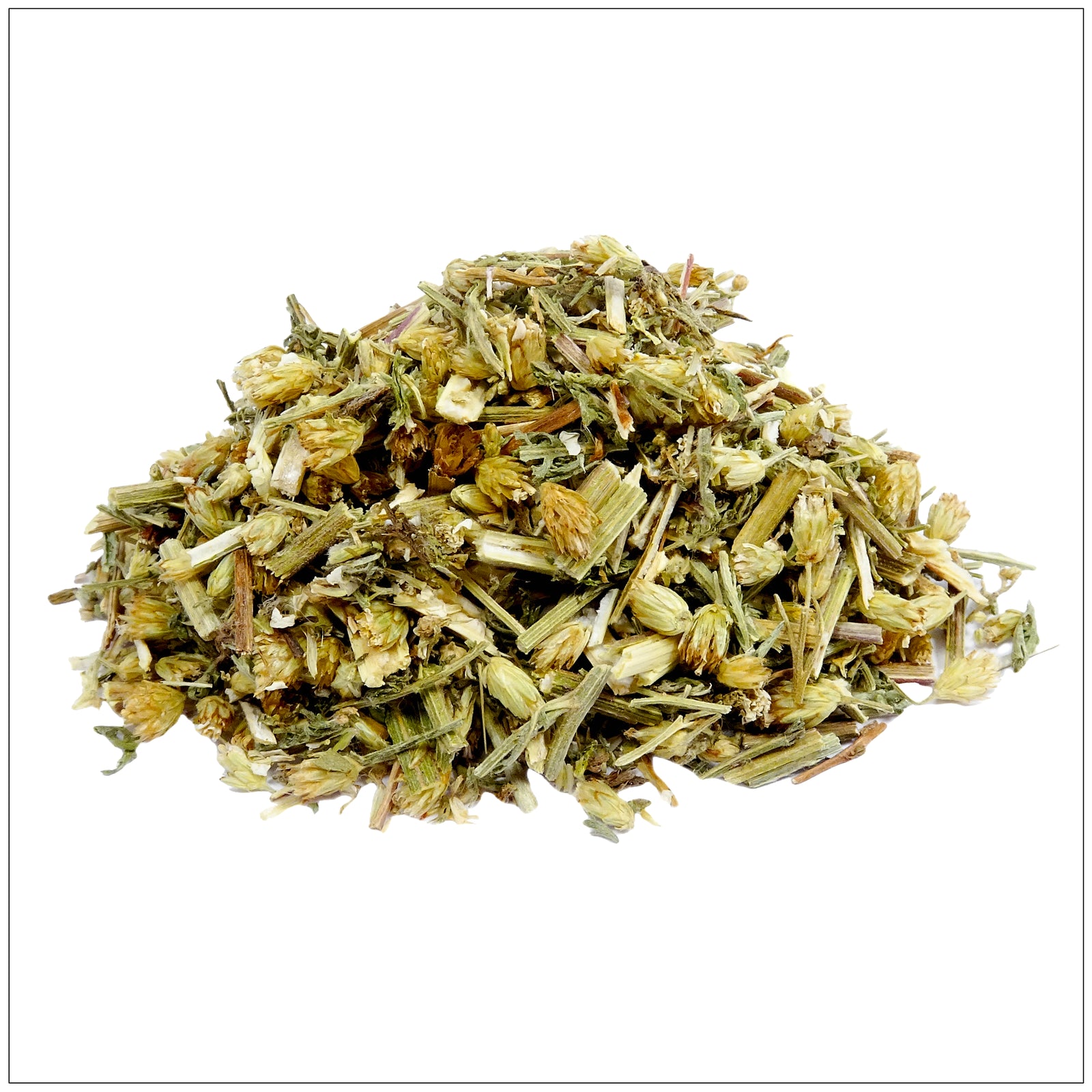 Dried yarrow flowers in natural form, ideal for teas, crafts, or herbal remedies.
