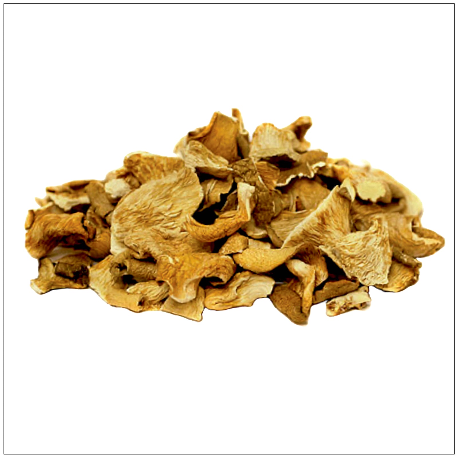 Dried oyster mushrooms with rich umami flavor, perfect for soups, sauces, and gourmet recipes.
