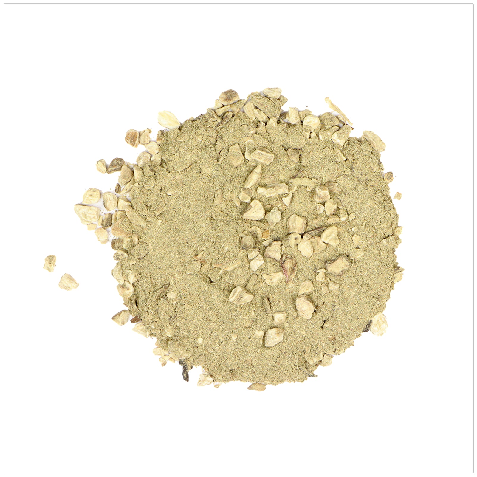 Herbal Essiac blend tea with burdock root, sheep sorrel, and slippery elm in a loose-leaf mix.