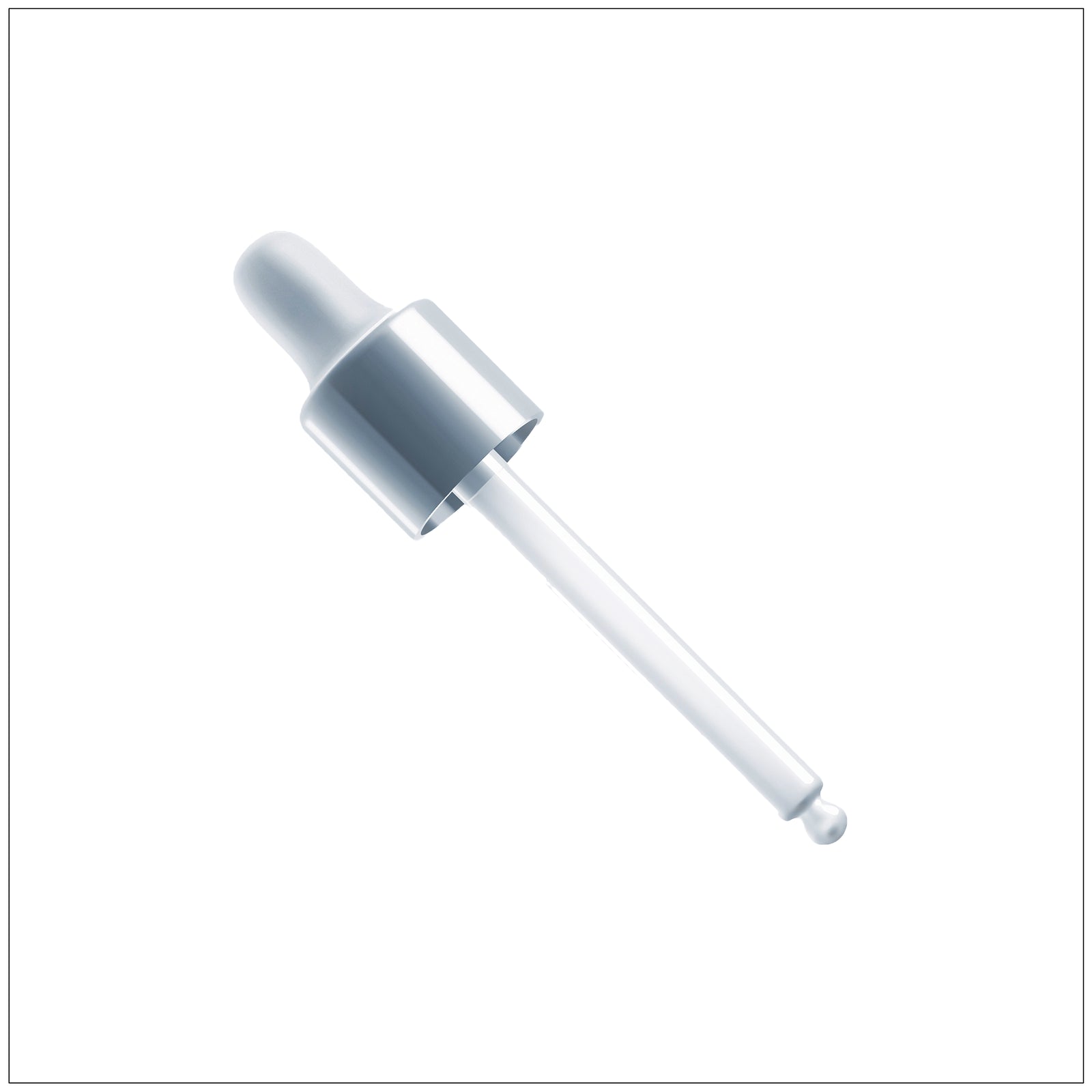 Clear glass dropper with black cap, ideal for essential oils, tinctures, or cosmetic liquid applications.