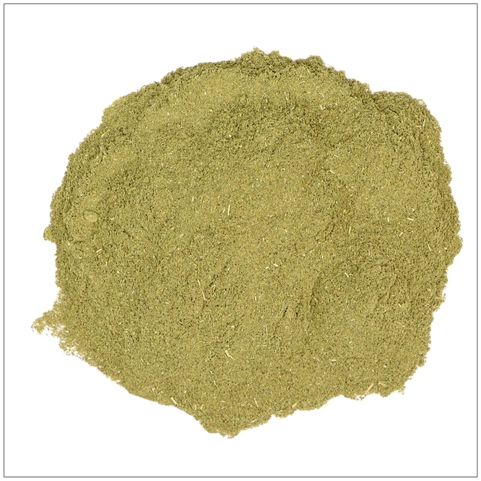 Gymnema Sylvestre powder in spoon on wooden table, natural blood sugar support supplement.