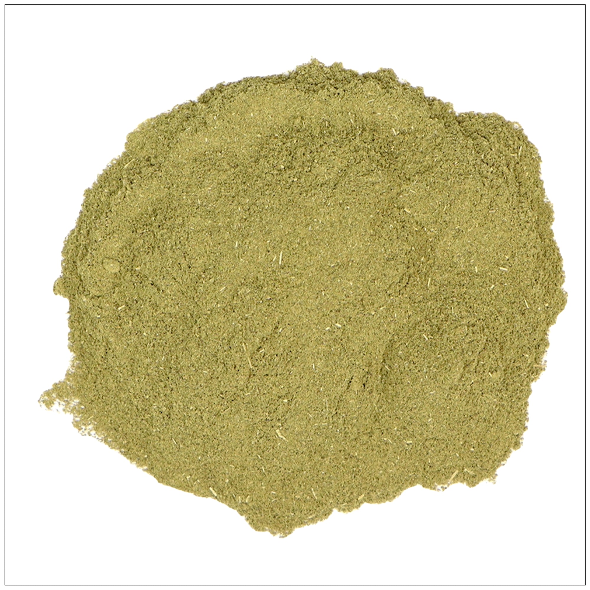 Gymnema Sylvestre powder in spoon on wooden table, natural blood sugar support supplement.