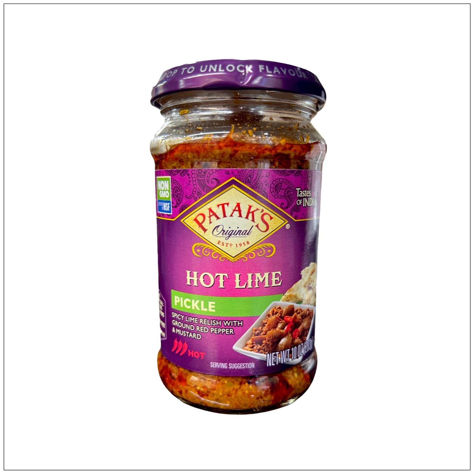 Spicy and tangy Hot Lime Pickle Medium in a glass jar, perfect for enhancing Indian and fusion dishes.