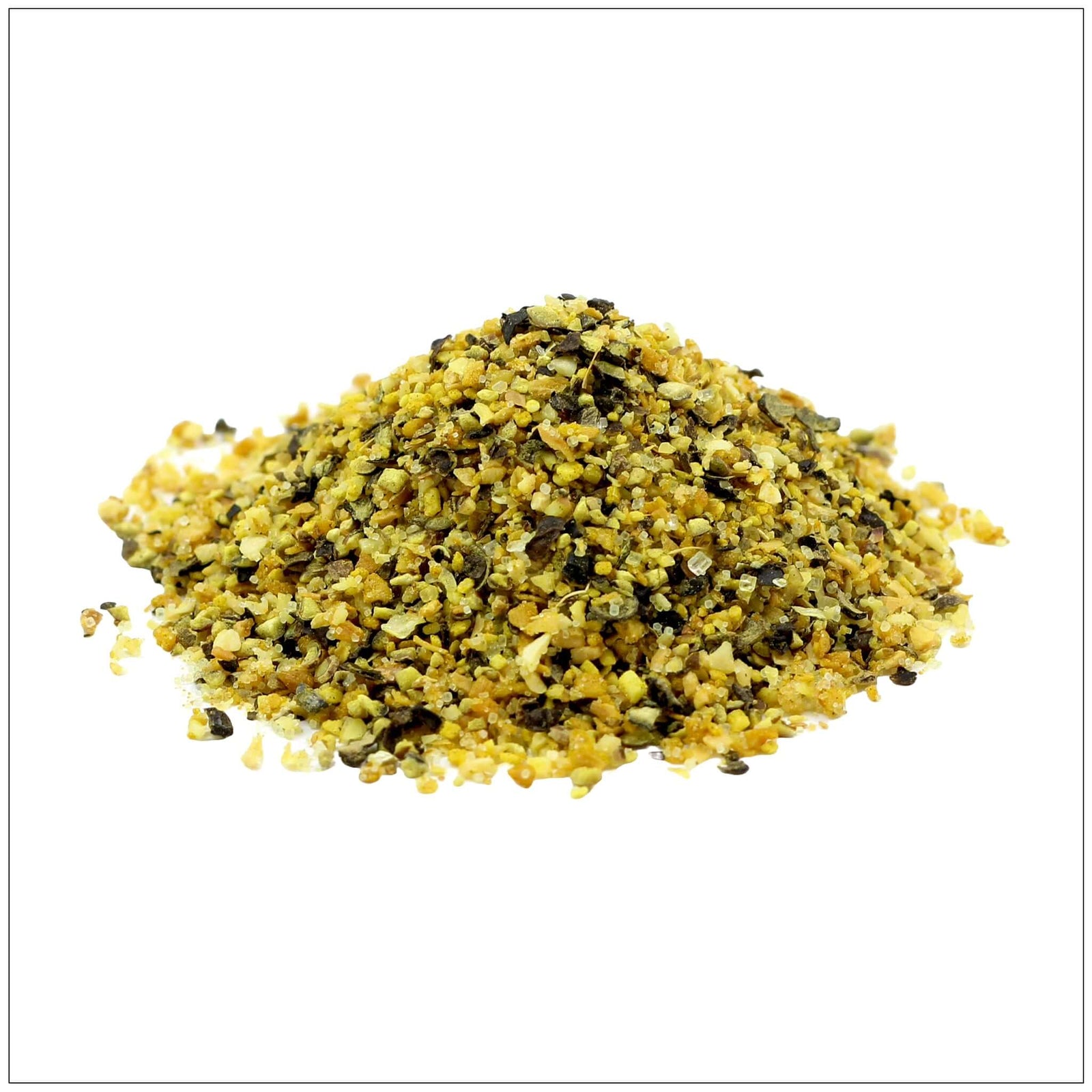 Premium lemon pepper spice blend with zesty lemon and cracked black pepper.