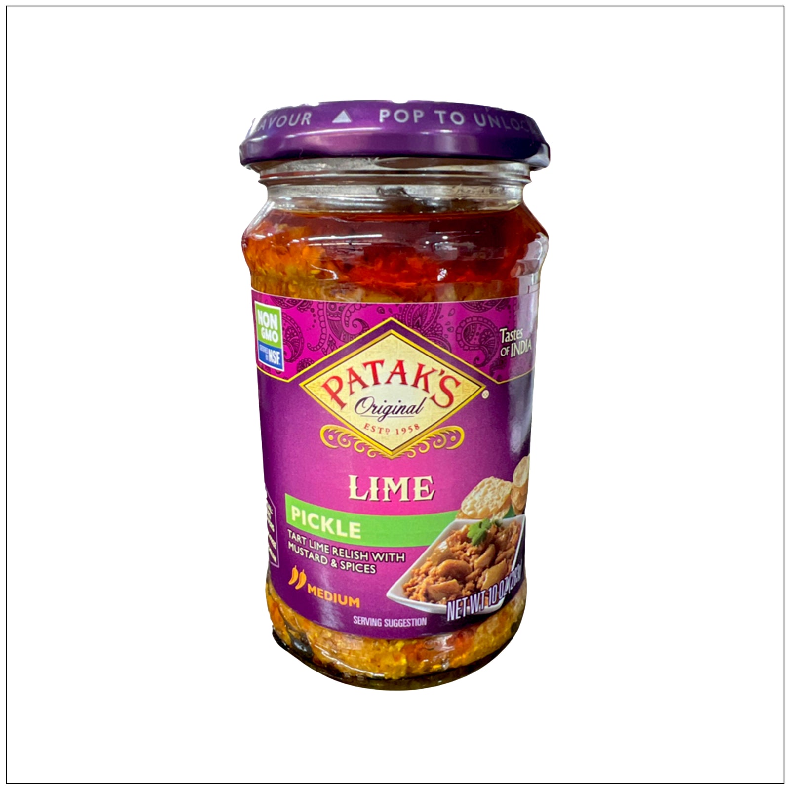 Traditional Indian Lime Pickle Medium in jar, tangy and spicy condiment perfect for enhancing meals.