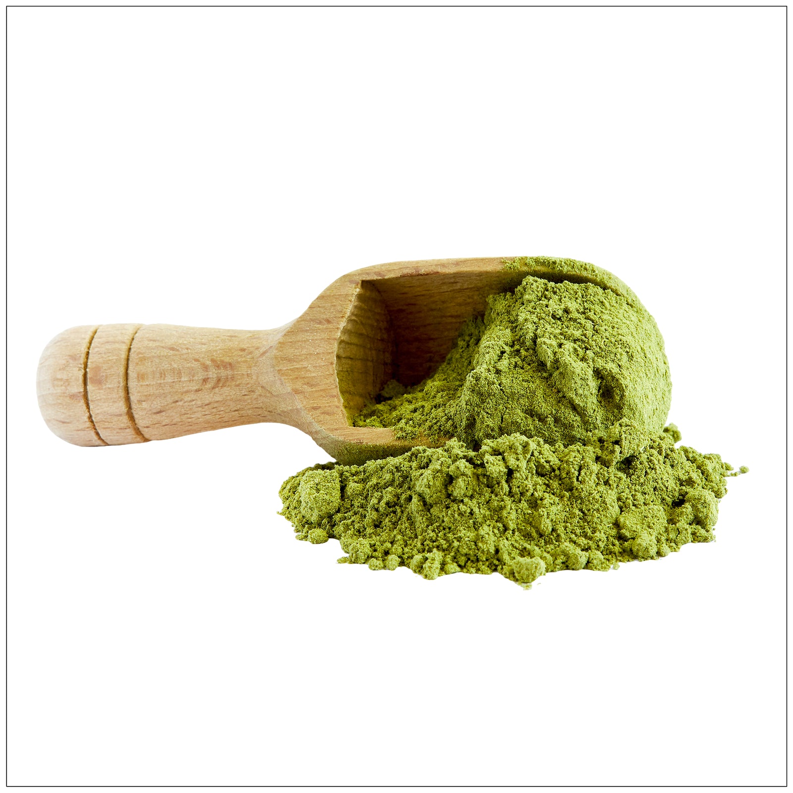 Moringa Oleifera powder in a wooden spoon, rich in nutrients and antioxidants for daily wellness
