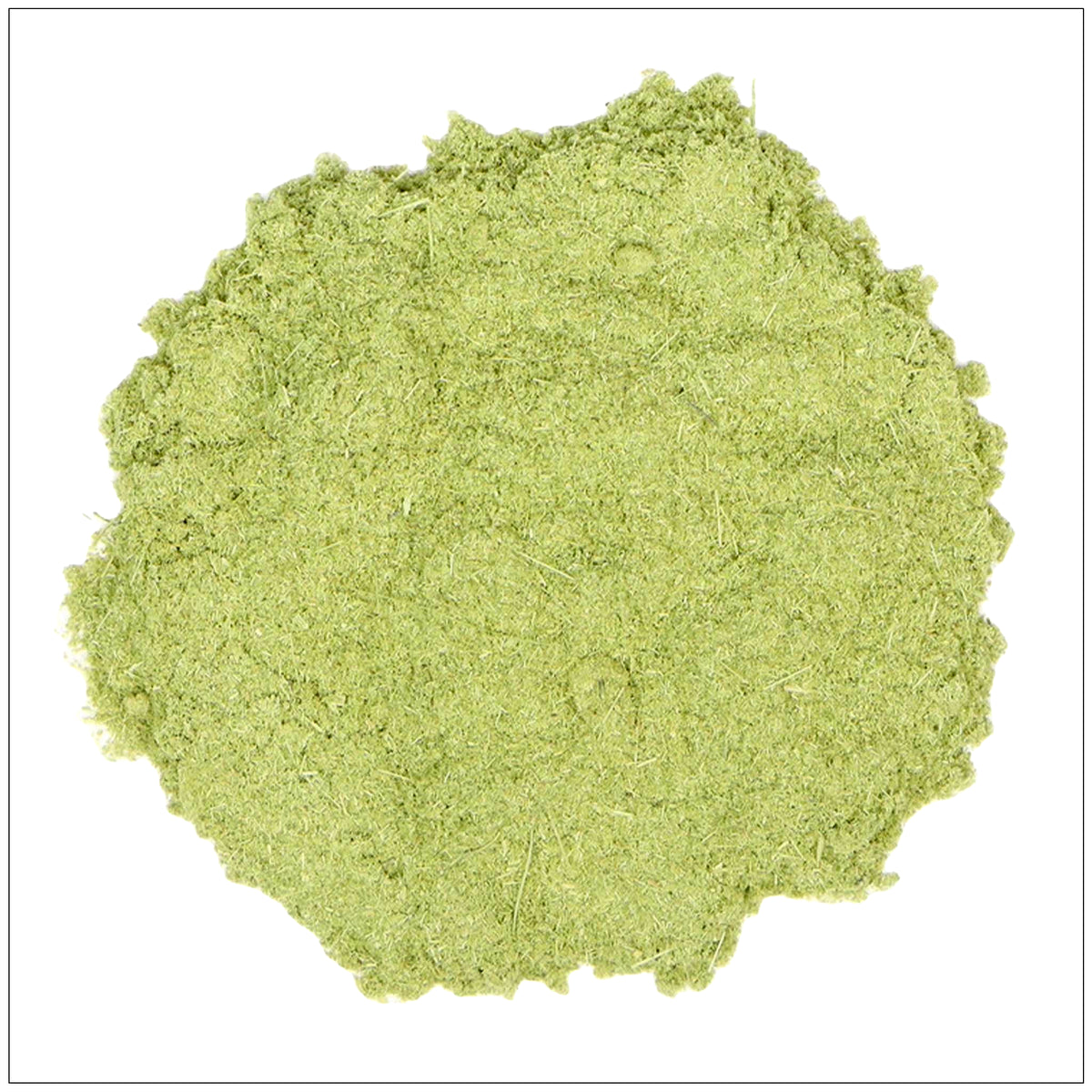 Oatstraw powder in a wooden bowl with fresh oat stalks, perfect for herbal teas and supplements.