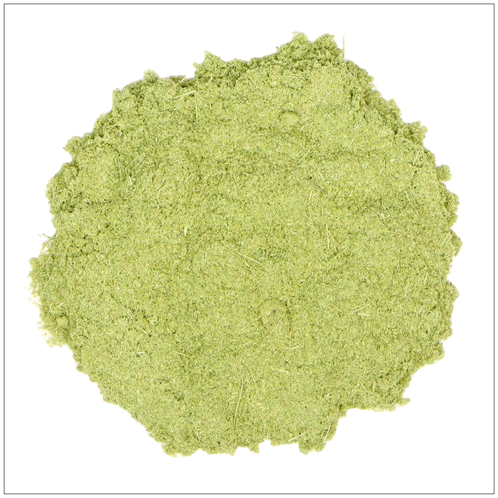 Oatstraw powder in a wooden bowl with fresh oat stalks, perfect for herbal teas and supplements.