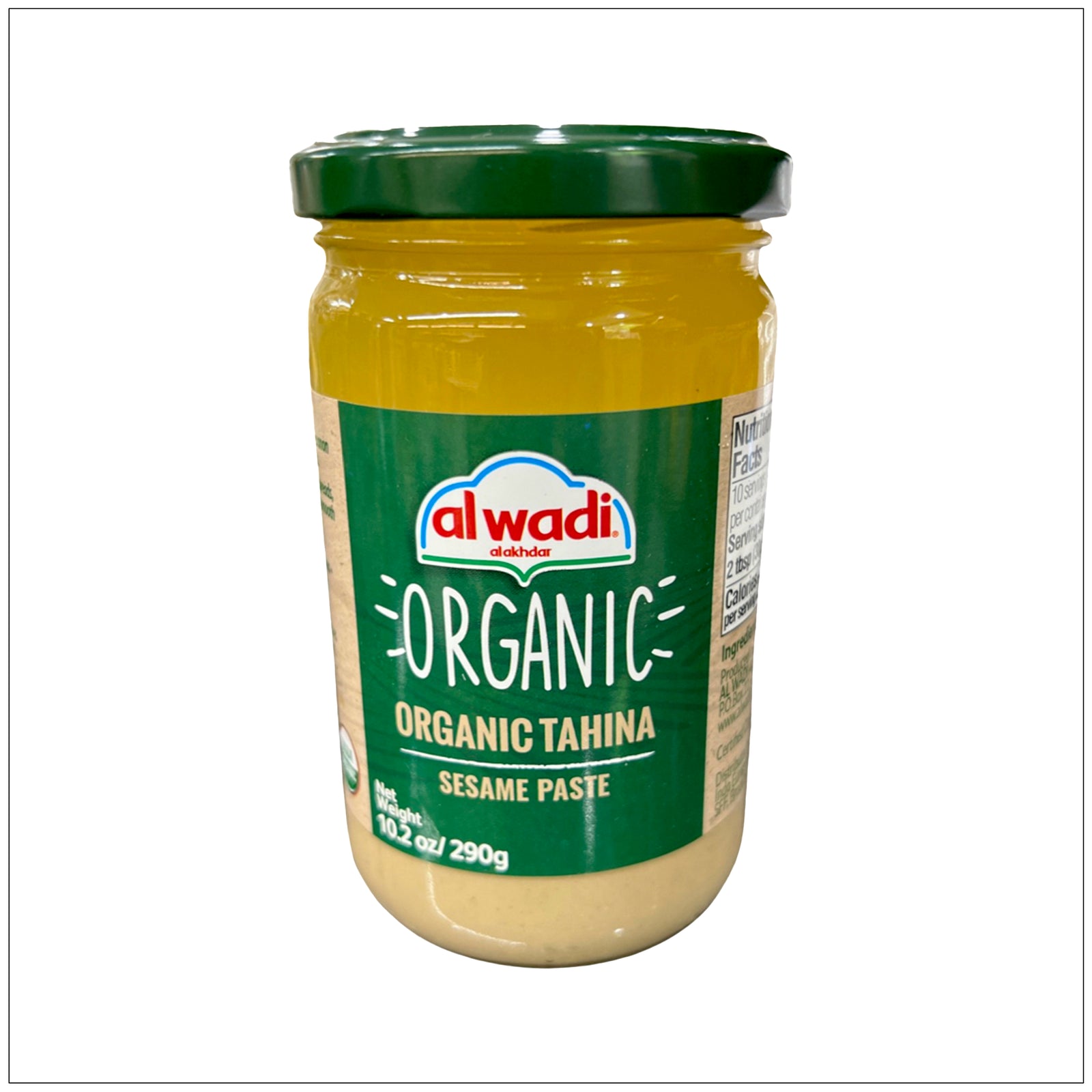 Creamy Al Wadi Tahina in a sealed jar, authentic Middle Eastern sesame paste perfect for dips and dressings.