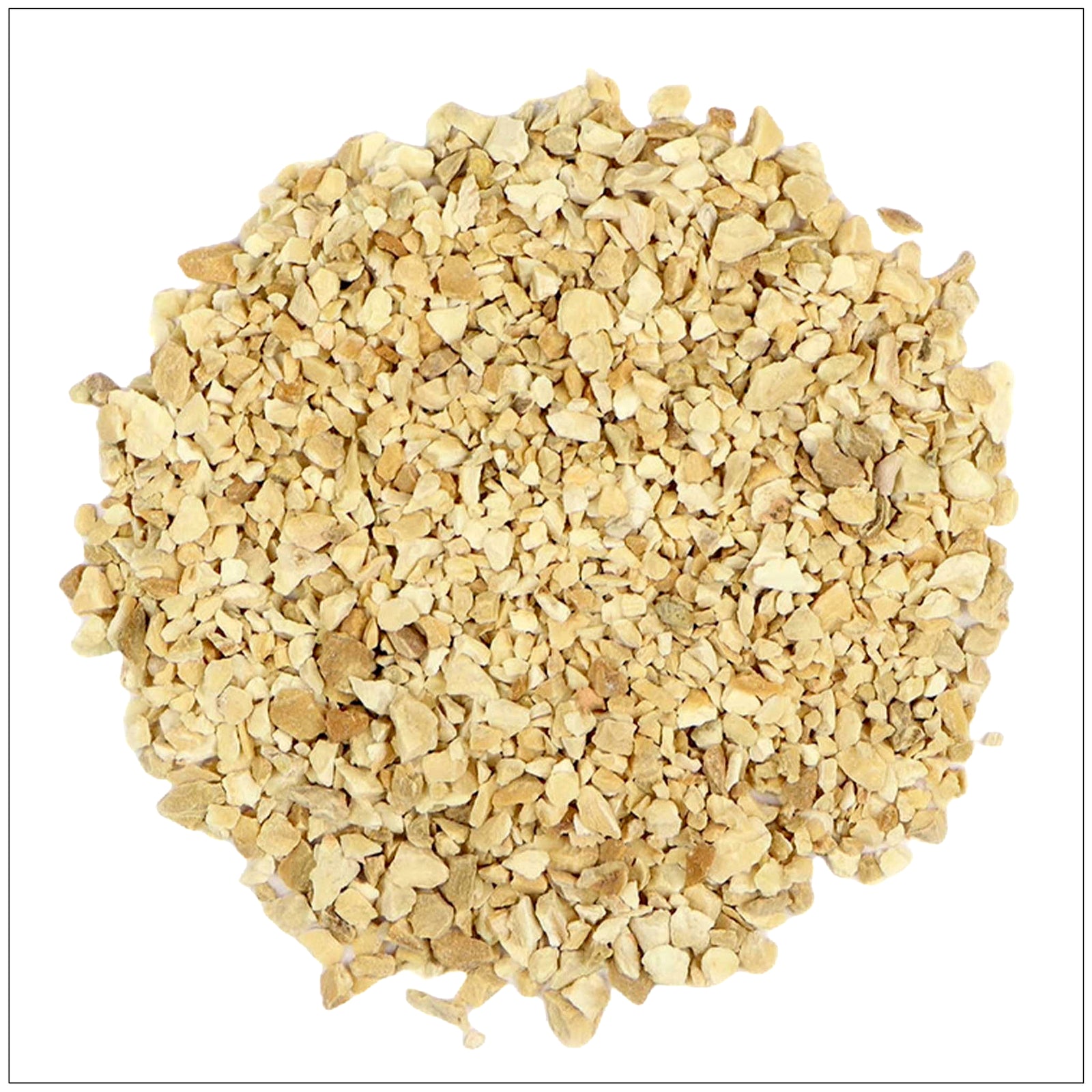 Dried orris root slices used in herbal remedies, natural perfumes, and traditional medicine.