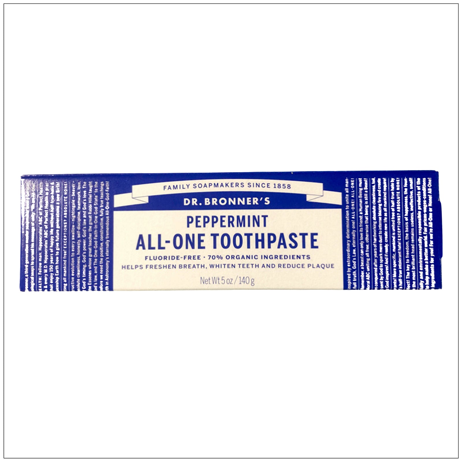 Refreshing peppermint All-One Toothpaste in eco-friendly tube for natural, effective oral care.