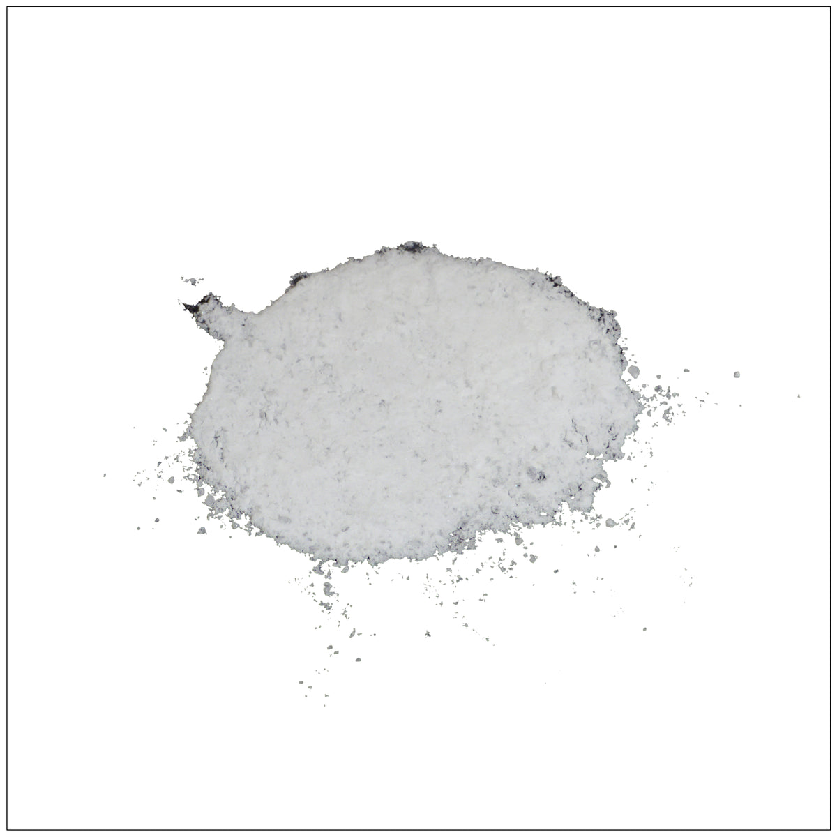 A jar of pure alum powder with a fine, white texture on a clean background.