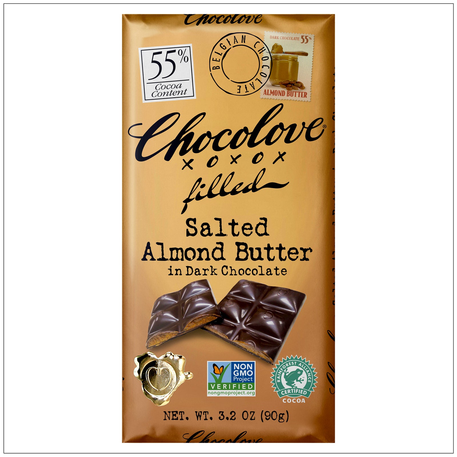 Salted almond butter covered in rich dark chocolate, a deliciously indulgent and healthy snack option.