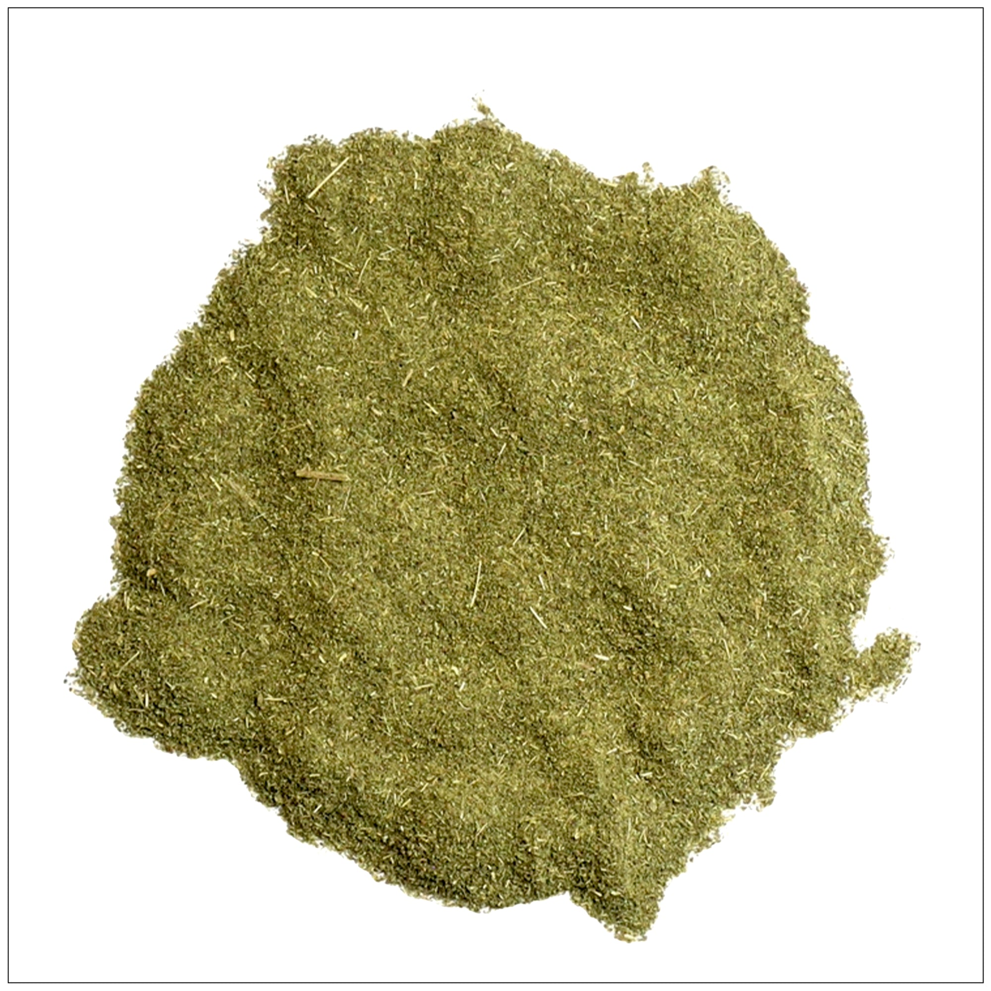 Stevia Leaf Powder in resealable pouch, natural sugar substitute for sweetening food and drinks.