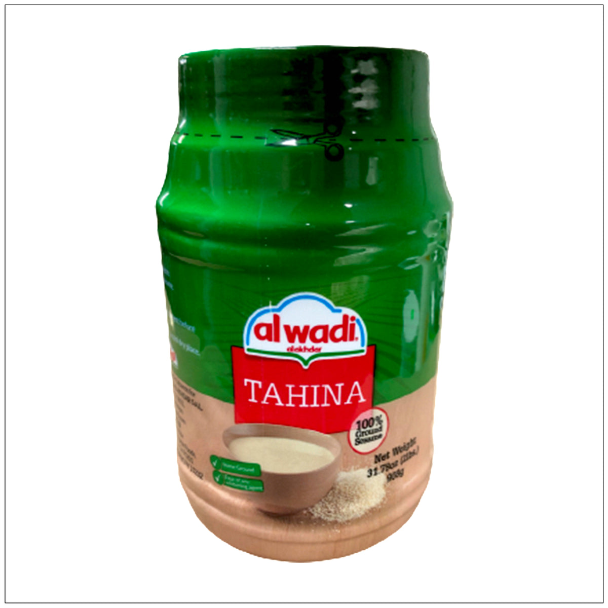 Creamy Al Wadi Tahina made from 100% ground sesame seeds, ideal for dips, dressings, and Mediterranean recipes. Buy it from the health food store in the USA - Alive Herbals.