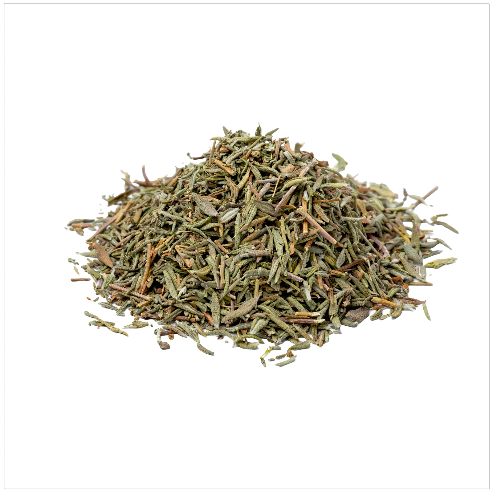 Fresh green thyme leaves on a rustic wooden table, perfect for cooking and herbal remedies