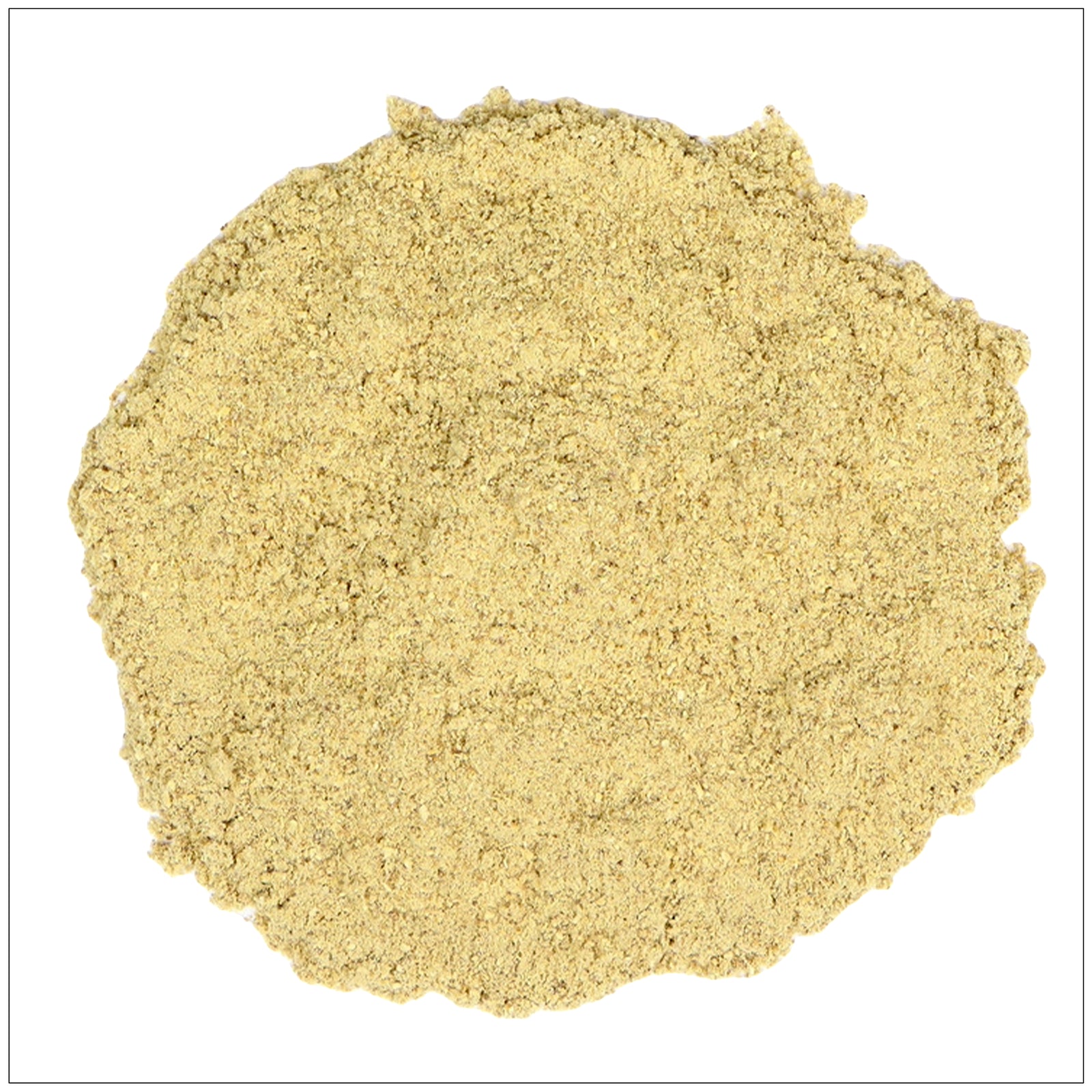 Tribulus Terrestris powder in a wooden bowl, natural supplement for vitality and strength.