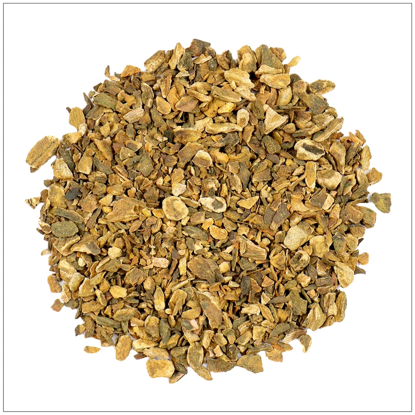 Dried Turkey Rhubarb Root slices used in herbal supplements for digestive and detox support.