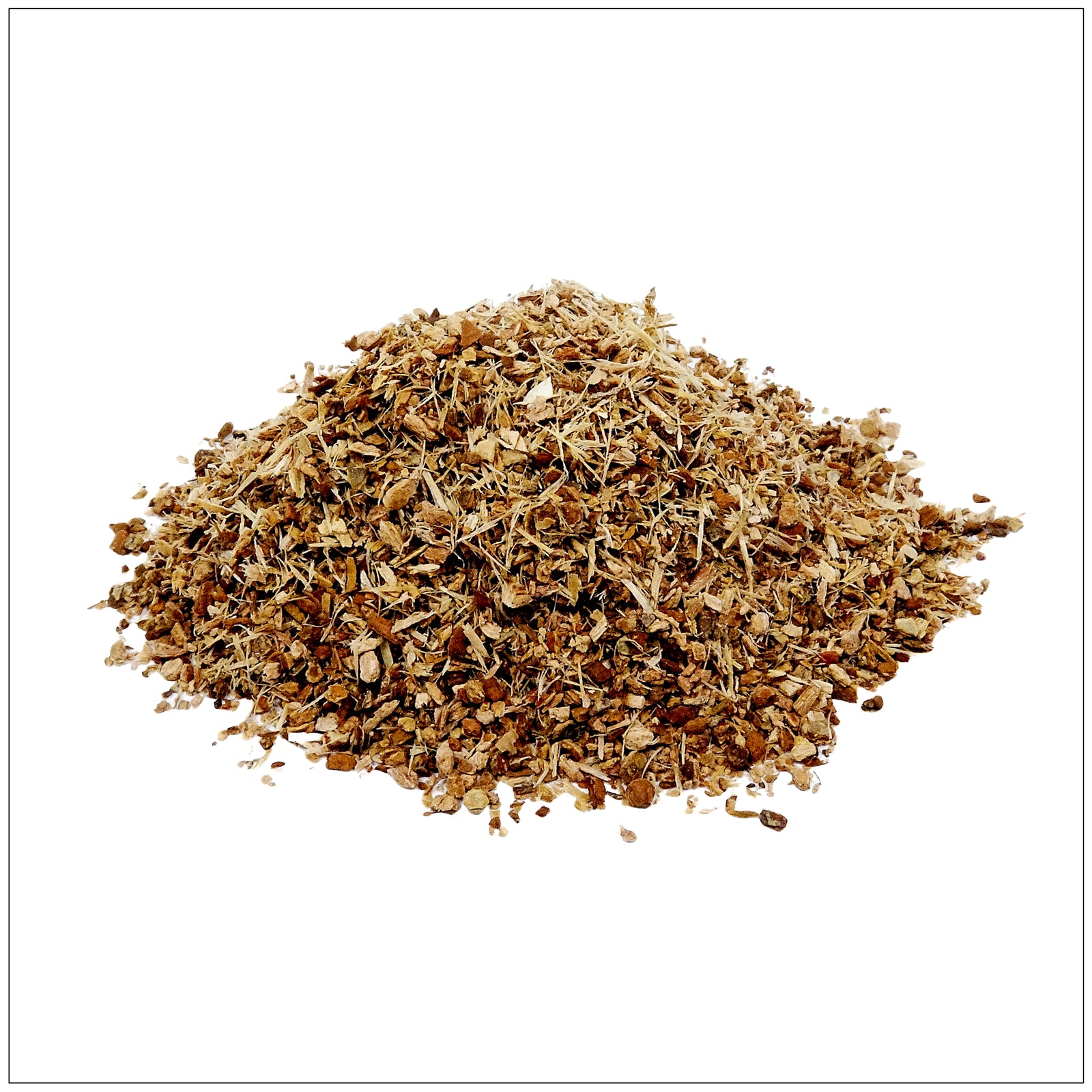 Dried white oak bark pieces rich in tannins, used for herbal remedies and natural wellness support.