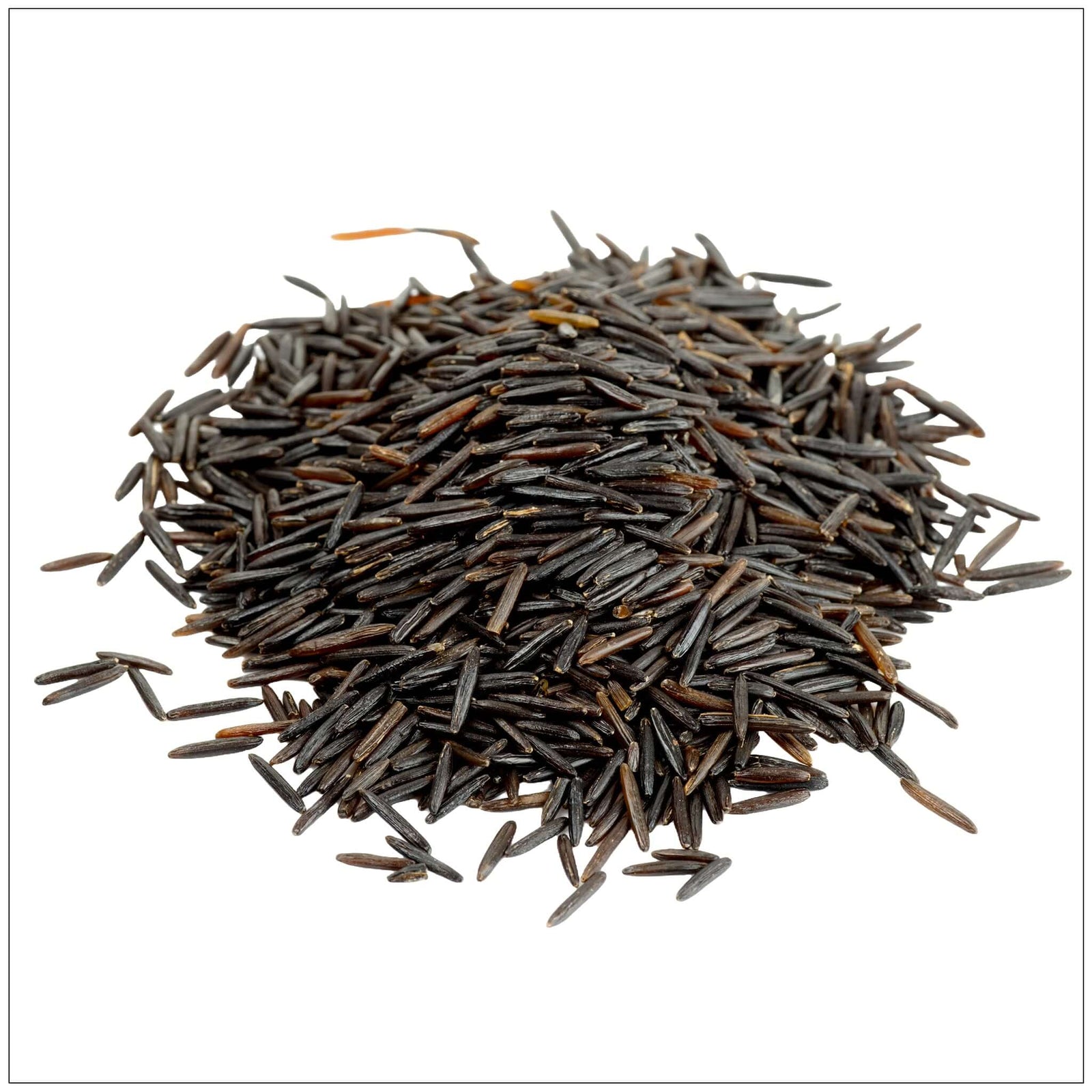 Bowl of cooked wild rice with fresh herbs, showcasing its nutty texture and dark, long grains.