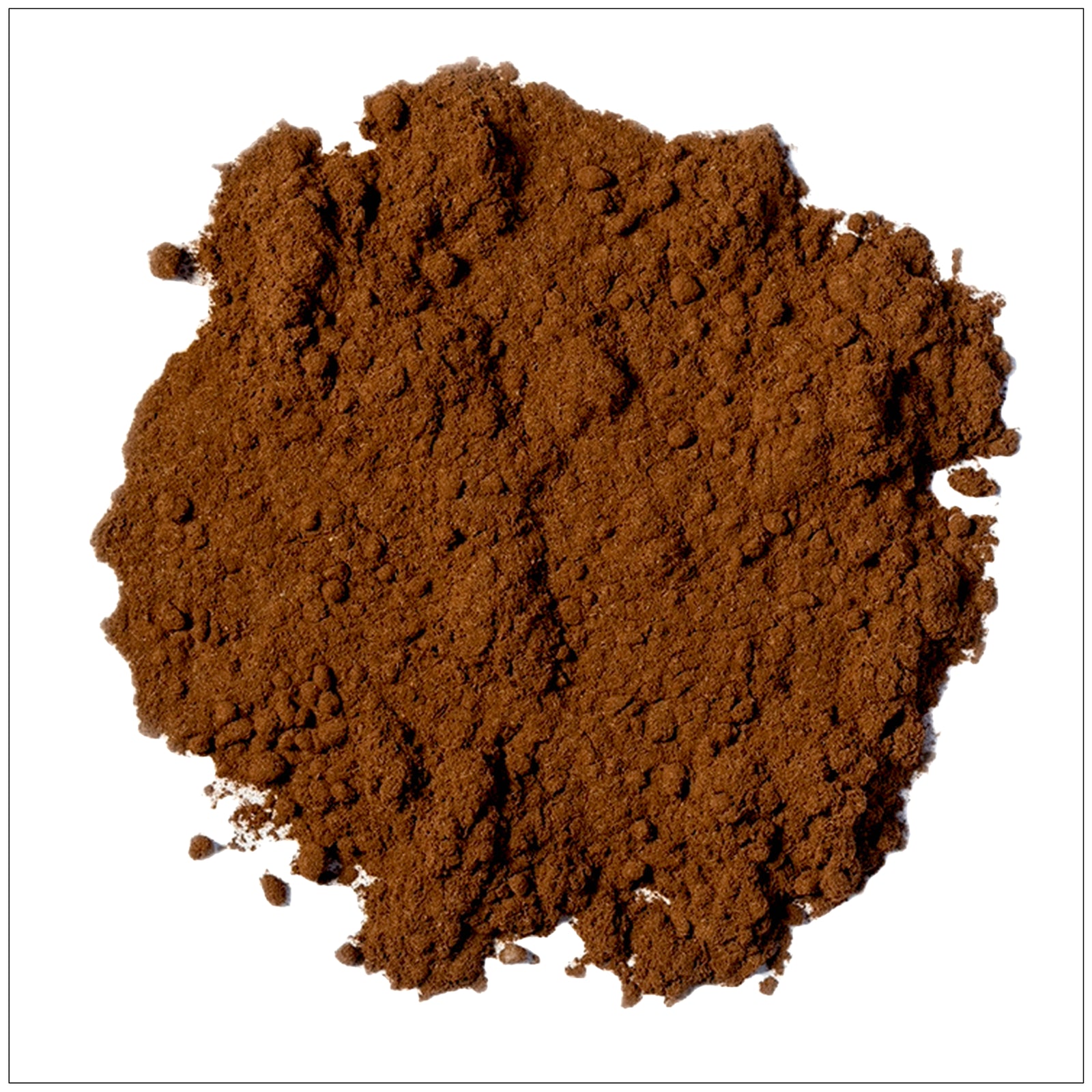 Yohimbe Bark Powder in a clear container showing fine, dark brown powder used for energy and performance suppor.