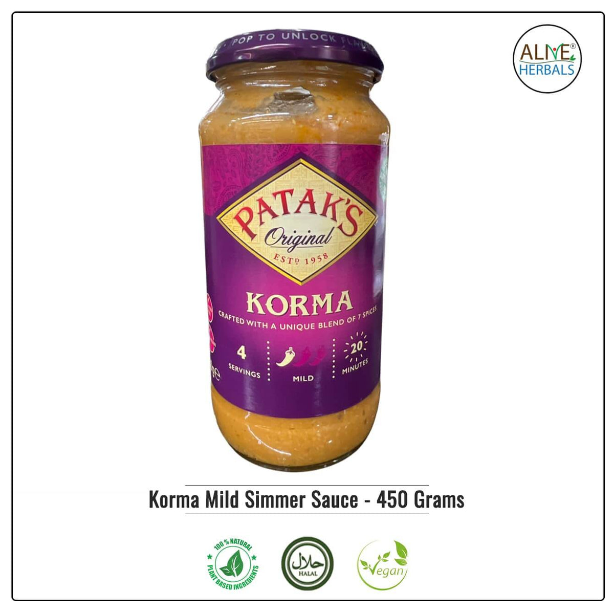 Korma Mild Simmer Sauce - Alive Herbals